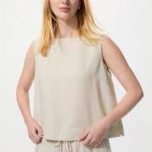 NEW Uniqlo Linen Blend Sleeveless Blouse Tank, Natural/Flax, Size XL